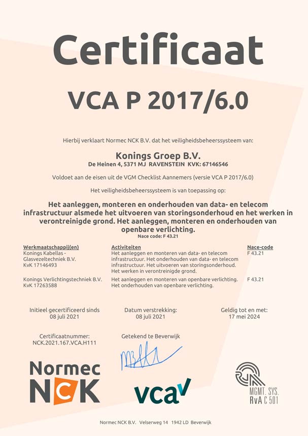 Konings-Groep-B.V.-VCA certificaat